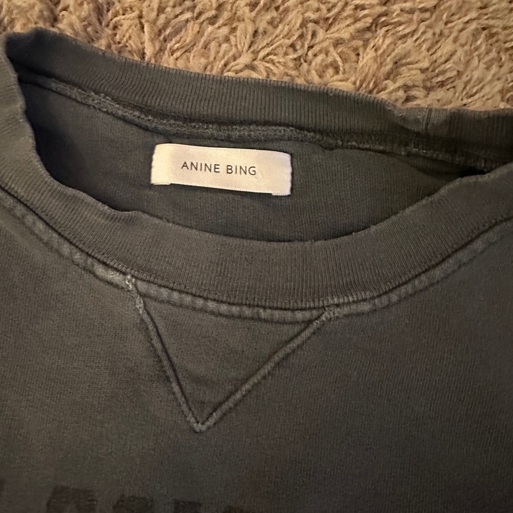 Anine Bing women’s Ramona Street Dark Gray Graphic Crewneck Sweatshirt sz L - Picture 3 of 7
